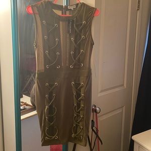 Stronger lace up dress- olive green